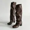 Botas de plataforma con cordones estilo europeo y americano, botas de tacón alto para mujer, nueva colección otoño/invierno 2026, tacón grueso, que aumentan la altura, botas de montar, botas de moda con correas