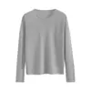 Suéter de punto fino de lana verde claro para mujer, adecuado para principios de otoño, top básico holgado y versátil de cuello redondo