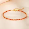Pulsera Roja de Bolas Doble Fila de Plata de Ley S925 Diseño de Nicho del Año Zodiacal Femenino Pulsera Roja Elegante Tejida a Mano