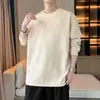 Moletom pesado estilo americano de manga longa masculino, novo top versátil de gola redonda para primavera e outono de 2026