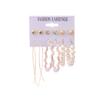 Pendientes de aleación con perlas, nueve pares, elegantes pendientes de borlas apiladas, con personalidad transfronteriza europea y americana de Amazon para verano.