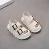 Sandalias Casuales para Niño Verano 2025 Zapatos de Playa para Niña Sandalias de Punta Abierta con Una Tira Color Sólido Antideslizantes Transpirables