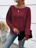 2026 UE/EE. UU. Amazon Otoño/Invierno Nuevo Cómodo Casual Color Sólido Manga Larga Cuello Redondo Patchwork Suéter Superior Camiseta Mujer
