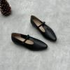 Sapatilhas Artísticas Feitas à Mão em Couro Genuíno com Tira em T, Novo Modelo 26, Bico Fino Plano Fivela Tira em T Versátil Slip-On Couro Bovino Macio Sapatos Femininos