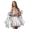 Vestido de novia ligero de comercio exterior transfronterizo, vestido corto elegante de satén con tirantes para novia, vestido de noche para banquetes, vestido para uso diario