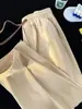 Calça de Veludo Cotelê Masculina Primavera e Outono Estilo Japonês Retro Cordão na Cintura Calça Esportiva Perna Larga Solta Calça Reta Casual