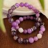 Pulseira de Quartzo Roxo Vintage Guofeng Pedra Roxa Fantasma Pulseira
