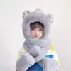 Conjunto de Três Peças de Chapéu de Inverno Infantil Menina Fofa Cachecol Luvas Chapéu de Peça Única Bebê Forrado com Fleece Espessado Pelúcia para Aquecimento