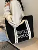 Bolsa de lona con estampado de letras grandes para mujer Tailandia, nueva textura 2024, bolso de hombro casual de moda