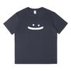 Nueva camiseta de manga corta de algodón grueso para mujer, camiseta informal de verano con estampado de media manga y carita sonriente para estudiantes.