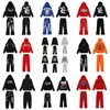 Sudadera con capucha y estampado de Estrella del Infierno Retro Americano Desgastado Pantalones Casuales Sueltos Hip-Hop Traje de Pareja para Hombres y Mujeres