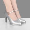 Saltos altos pretos plus size profissionais salto agulha sapatos de trabalho fivela sapatos de casamento modelo cheongsam passarela sapatos de camada única couro genuíno feminino