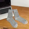 Calcetines de rayas para mujer, calcetines de verano finos de longitud media hasta la pantorrilla, Corea del Sur, simples, japoneses, calcetines de pelo largo de primavera y otoño, se pueden usar en las cuatro estaciones