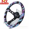 Modificación de Coche Transfronteriza Volante de Cuero Genuino de 13 pulgadas con Bordado Cóncavo Grande, Volante Universal para Competición de Carreras 320mm