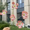 5 cabeças de flores cosmos Monet, flores artificiais, flores falsas para decoração de casamento e casa, atacado