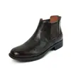 Botas Chelsea Femininas e Botas de Cano Curto, Nova Coleção Outono/Inverno, Couro Genuíno, Bico Redondo, Zíper Traseiro, Salto Baixo, Botas de Cano Curto Estilo Britânico para Mulheres