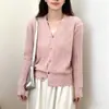 Cárdigan de punto de manga larga para otoño e invierno con cuello en V para mujer, nuevo suéter abrigo de punto ajustado con giro vintage para mujer
