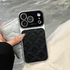 Capa de Celular de Couro com Padrão de Losango e Janela Grande Luxuosa Adequada para Apple 17Promax Tendência 16Pro Personalizada 15/14