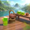 Paisaje en miniatura, juego creativo para hacer té para una mesa pequeña, con una tetera de arcilla púrpura simulada y juego de té, accesorios decorativos DIY