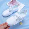 Zapatos blancos para niños, zapatos blancos, zapatos para estudiantes, zapatos de interior para niños y niñas de jardín de infantes, zapatos de lona, zapatos de alto rendimiento.