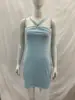 Vestido Sexy Ajustado Bodycon de Color Sólido con Diseño de Vendaje y Cuello Halter sin Espalda, Moda de Verano de Comercio Exterior Europeo y Americano 2026