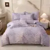 Juego de ropa de cama de cuatro piezas de algodón puro, nuevo modelo 2026, tejido de algodón puro cepillado, engrosado para otoño e invierno, incluye funda de edredón y sábana bajera, apto para todas las estaciones