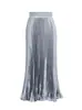 Nueva Falda Larga Plisada de Cintura Alta para Mujer, Cintura Elástica Fluida, Versátil Adelgazante, Elegante de Gama Alta, Color Sólido