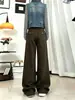 Jeans Anchos de Moda con Estampado de Leopardo Americano para Mujer, Otoño 2026 Nuevos Pantalones Rectos Sueltos de Cintura Alta Adelgazantes de Longitud Completa