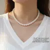 Colar em Camadas de Aço Titânio com Pérolas Artificiais Estilo Punk Europeu e Americano Único Nicho Unissex Corrente de Suéter Moda Tendência
