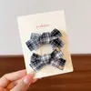 Pinzas para el pelo vintage de cuadros estilo británico, Pinzas para el pelo de tela, Accesorios para el pelo, Lindos pasadores versátiles estilo coreano para niñas