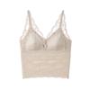 Camisole de Renda Tridimensional com Decote V para Outono e Inverno, com Lindo Design nas Costas, Adequada para Usar por Cima, Design com Bojo Fixo Integrado