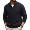 Suéter de Punto para Hombre para Comercio Exterior, Ropa de Hombre Estilo Coreano, Otoño e Invierno Cuello Alto con Botones Caliente Tejido de Lana Superior, Engrosado