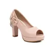 Sandalias de Punta de Pez con Lazo Lateral Nuevos Zapatos Europeos y Americanos para Mujer Tacones Gruesos Altos Tallas Grandes Zapatos de Comercio Exterior