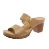 Pantuflas de Tacón Alto para Mujer Verano 2024 Nuevo Estilo Europeo y Americano Comercio Exterior Talla Grande Moda Tacón Grueso Punta Descubierta Sandalias de Moda al por Mayor