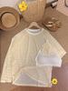 Tejido de punto fino a rayas de color contrastante para mujer en verano, estilo holgado y relajado, cubrepiernas con protección solar contra mosquitos, top de manga larga de Tencel