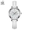 Nuevo reloj SHENGKE con correa para mujer, esfera rosa, movimiento de cuarzo, personalizado, sencillo, K0148