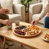 Plato de frutas dividido de bambú al por mayor transfronterizo bandeja para aperitivos caseros caja de frutos secos y dulces plato para aperitivos y frutas secas