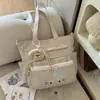 Bolsa de Lona Desenho Animado Fofa para Mulheres, Bolsa de Ombro Transversal de Grande Capacidade, Bolsa de Mão Leve, Bolsa para Aula de Estudantes, Versátil para o Dia a Dia