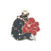 Chaveiro Pulseira Brincos Acessórios de Joia Pingente Gato Raposa Desenho Animado Flor Rosa Preto e Branco Estilo Coreano DIY