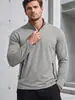 Amazon Transfronterizo Sudadera con Capucha Pulóver para Hombre de Media Cremallera Cuello Alto Manga Larga Golf Exterior Elástica Bolsillo con Cremallera