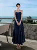 Hermosos Atuendos de Playa Estilo Francés en Sanya, Vestidos de Vacaciones con Tirantes, Vestidos tipo Pastel de Viaje, Vestidos de Playa con Volantes, Vestidos de Hada