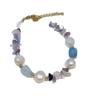Pedra Natural Ametista Corte Macadame Colar de Contas Formato Pérola Verdadeira Esmalte Glaze Pingente Colar Conjunto de Pulseira