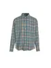Camisa Xadrez Azul Destruída com Franjas Retrô Americana Primavera e Outono Marca Trendy Nicho Design de Vanguarda Jaqueta Camisa Masculina e Feminina