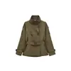 Ropa de Mujer INS Europa Transfronteriza Otoño Chaqueta Corta de Manga Larga con Cinturón de Doble Botonadura Chaqueta Cortavientos