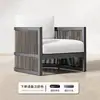 Sofá de Exterior Teak Ratán Cuerda Trenzada Muebles Terraza Exterior Impermeable Protector Solar Ocio Silla de Ratán Combinación de Sofá