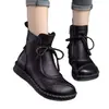 Botines retro planos de cuero suave de moda para mujer, nuevos zapatos casuales antideslizantes de suela blanda forrados de felpa de algodón para mamás, otoño/invierno 2026