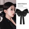 Pinza para el pelo negra con lazo grande del mismo estilo que Wu Jinyan para mujer, Pinza de resorte negra retro, Accesorio para el pelo para flequillo