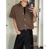 Camisa de Lino de Imitación Retro Americana con Solapa para Hombre de Manga Corta Verano Nuevo Estilo Simple y Versátil Tendencia Japonesa Camisa Casual