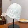 Gorro de Punto con Borde Ondulado Retro para Mujer Otoño/Invierno Gorro de Lana Tejido a Mano Gorro de Punto Elegante para Mujer de Moda