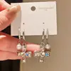 Brincos de Pérola com Coração de Diamante Inlaid Zircônia Estilo Luxo Agulha de Prata Flor Cruz Personalidade Alto Padrão Doce Cool